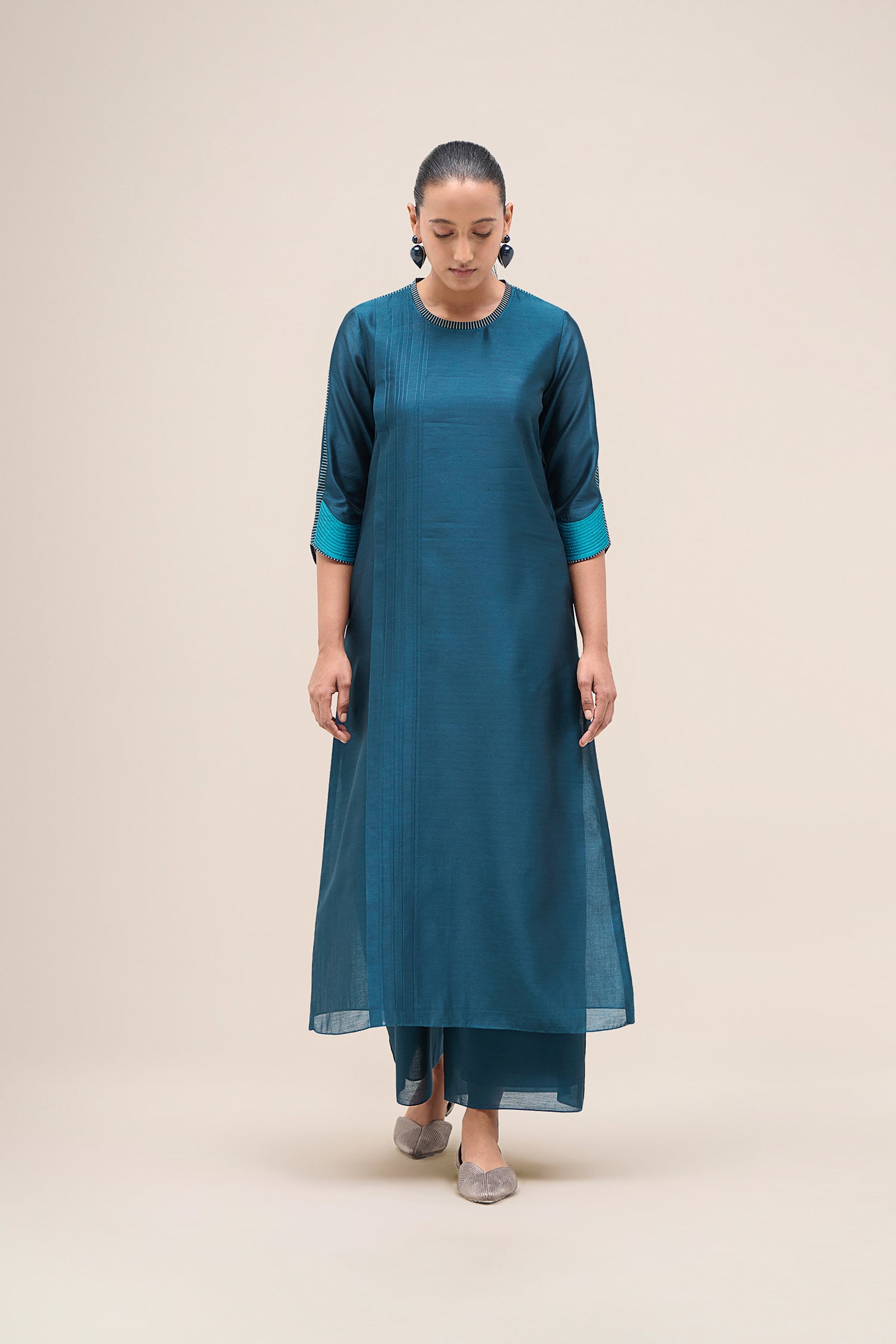 Chanderi Safira Kurta Set – Blue