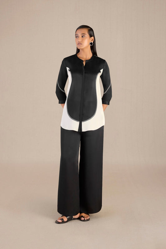 Organza Reyah Shirt Set – Black