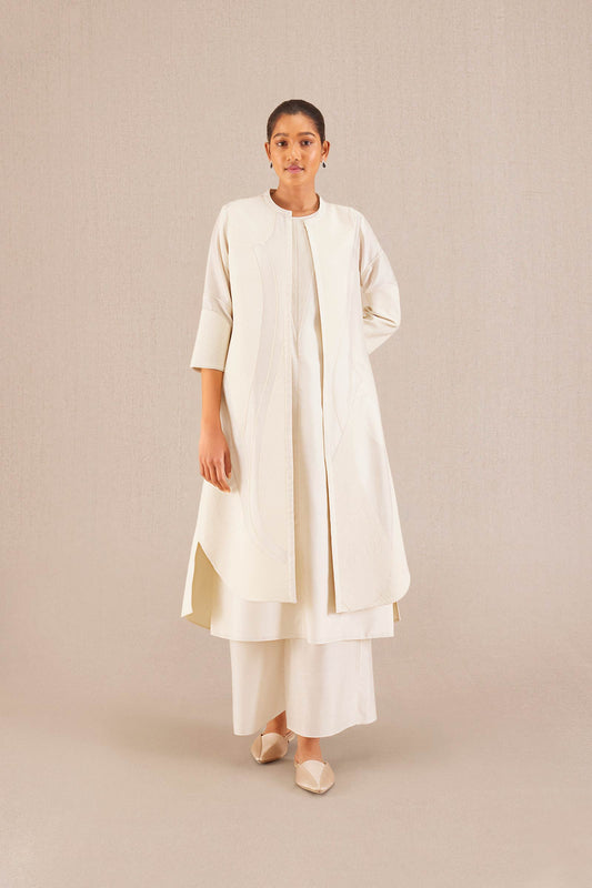 Chanderi Afza Jacket Set – Ivory