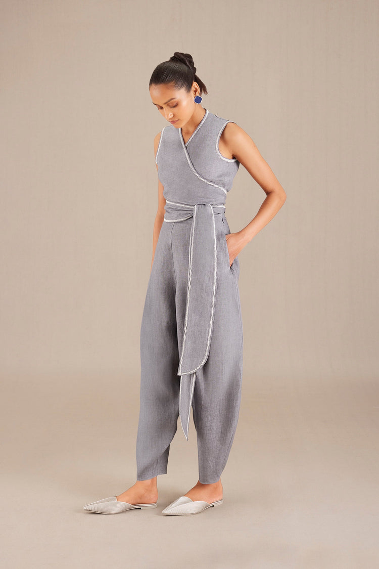 Iva Wrap Top Set - Grey