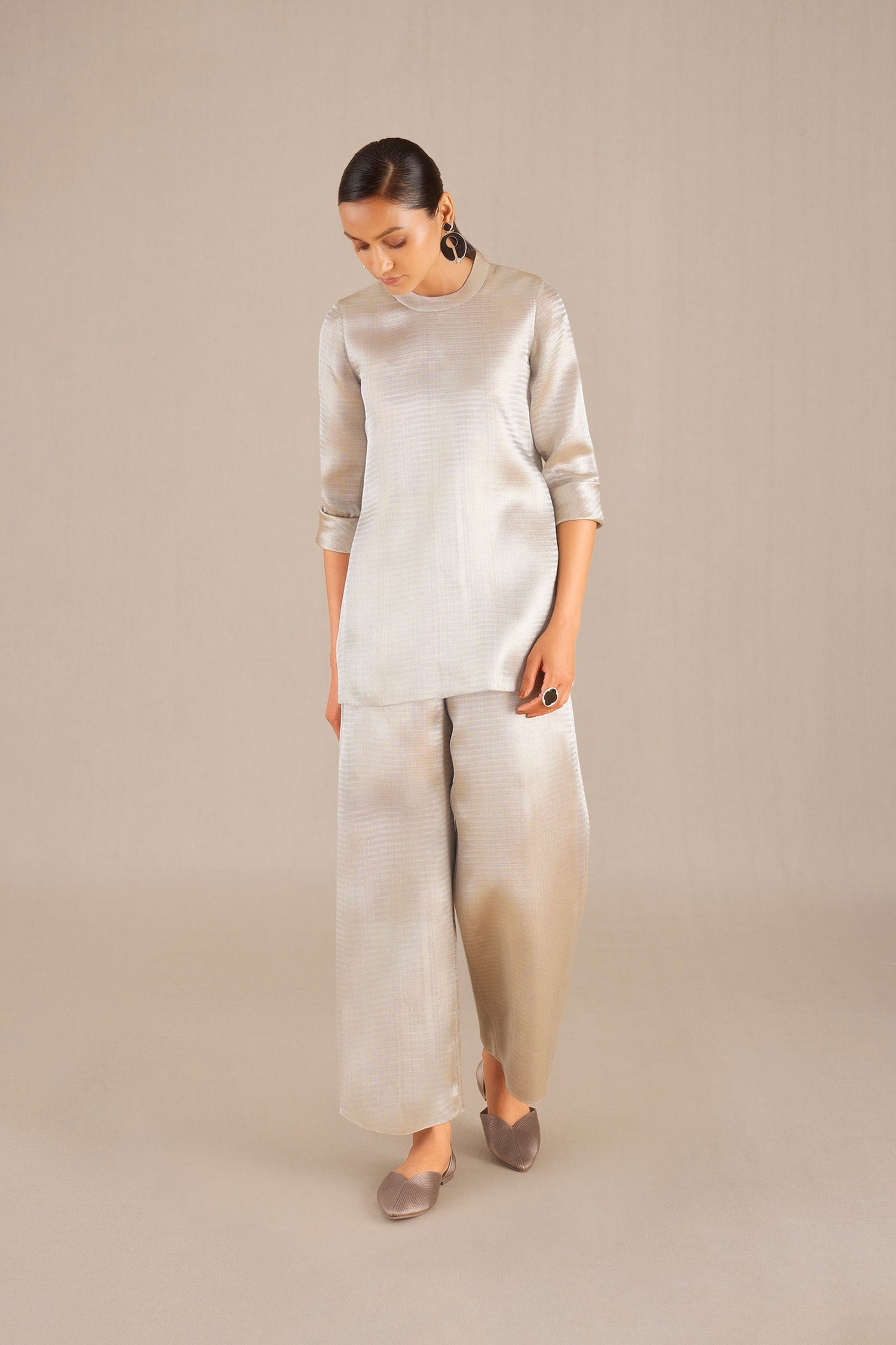 Ayla Tunic Set - Metallic Silver