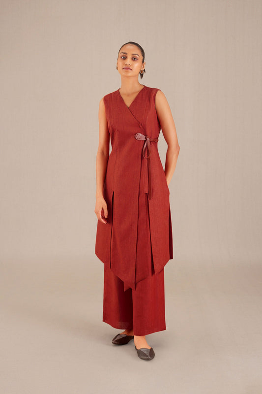 Linen Nailah Tunic Set – Red