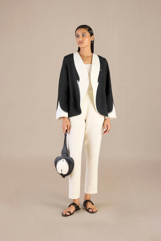 Linen Nimat Jacket Set – Black