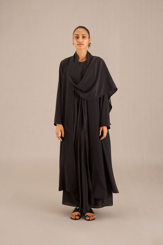 Crepe Inaara Abaya Set – Black