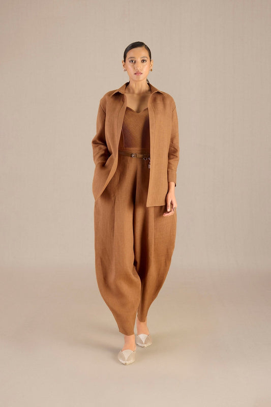 Linen Elizah Shirt Set – Brown