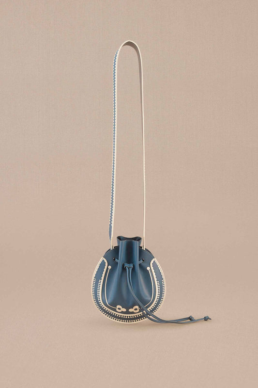 Faux Leather Nyla Bucket Bag – Blue