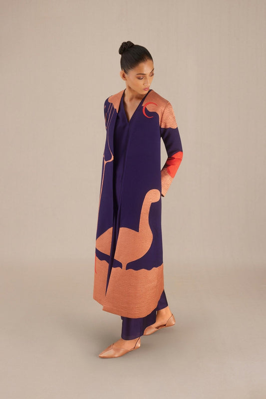 Chanderi Ifra Jacket Set – Purple