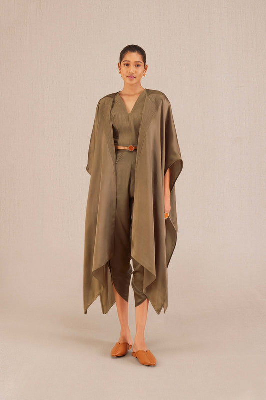 Organza Nyra Cape Set – Beige