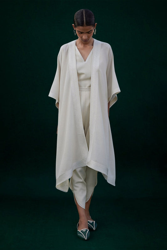 Wool Adarah Cape Set – Ivory