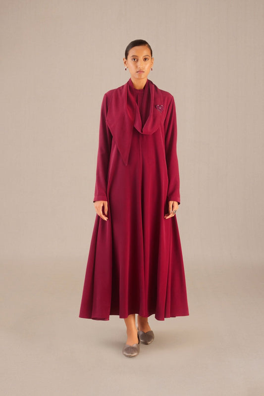 Crepe Zahwa Abaya – Red