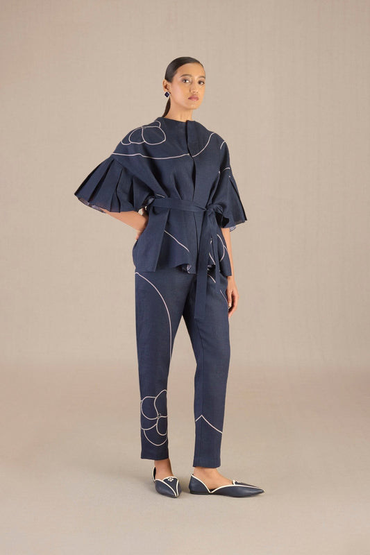 Linen Raza Top Set – Blue