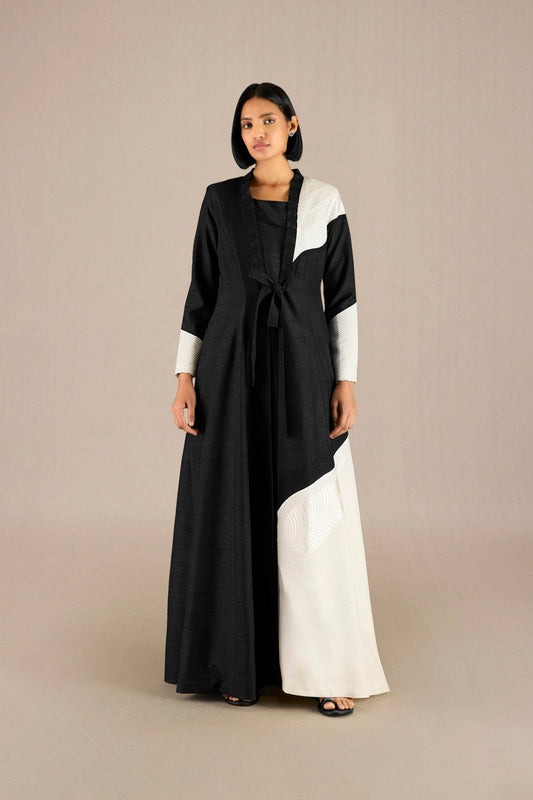 Silk Saanjh Abaya – Black
