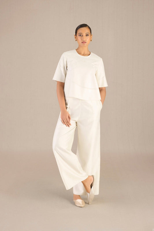 Chanderi Lea Top Set – Ivory