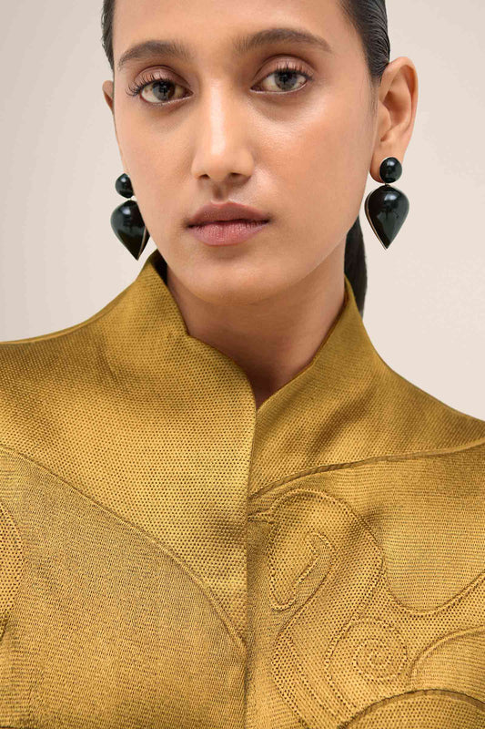 Chanderi Layla Jacket Set – Yellow