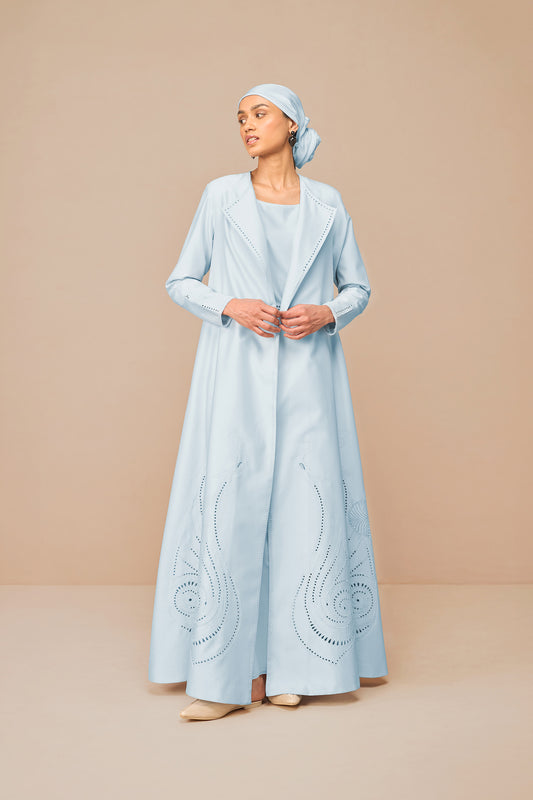 Chanderi Raysa Abaya Set – Blue