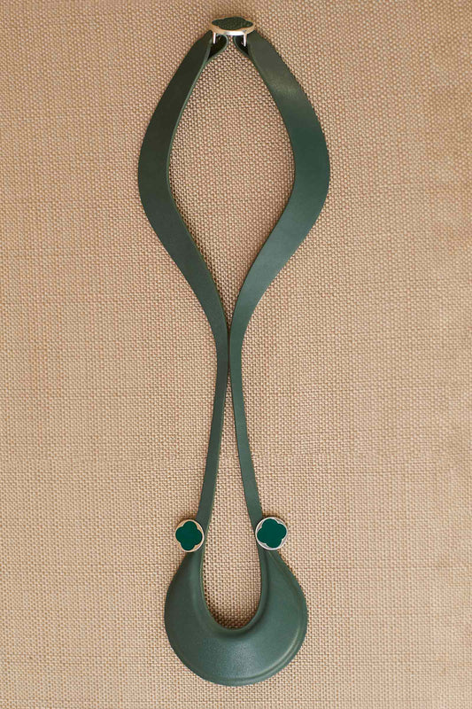 Faux Leather Aaiza Neck Piece – Green