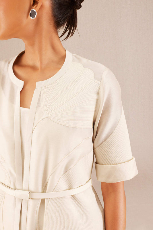 Chanderi Amal Jacket Set – Ivory