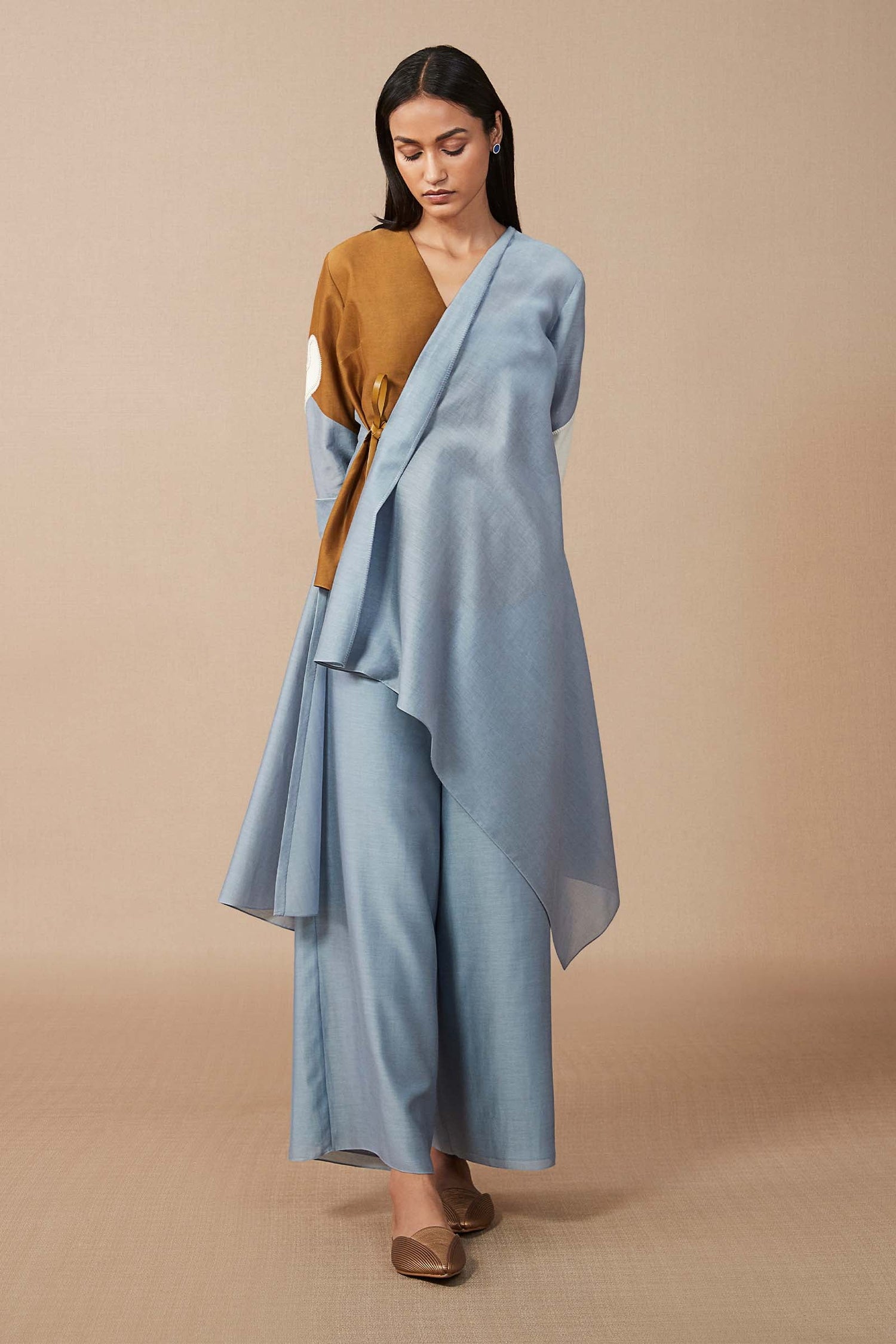   Naaila Wrap Tunic Set – Blue