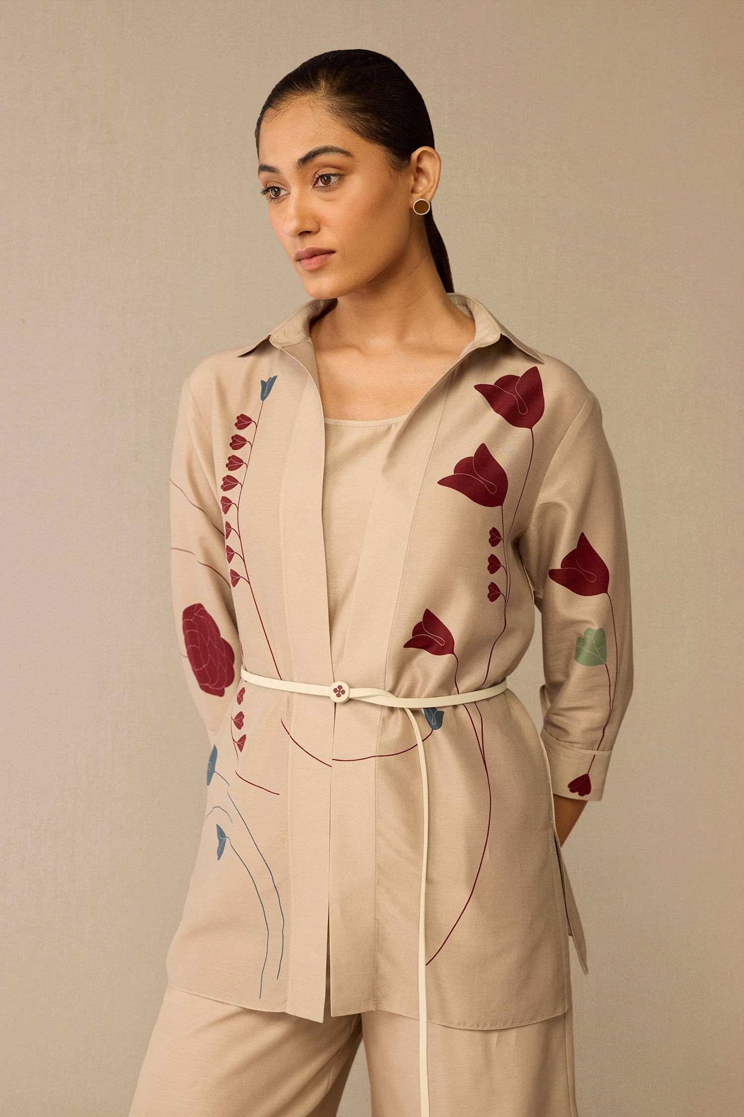  Chanderi Sarai Shirt Set – Beige