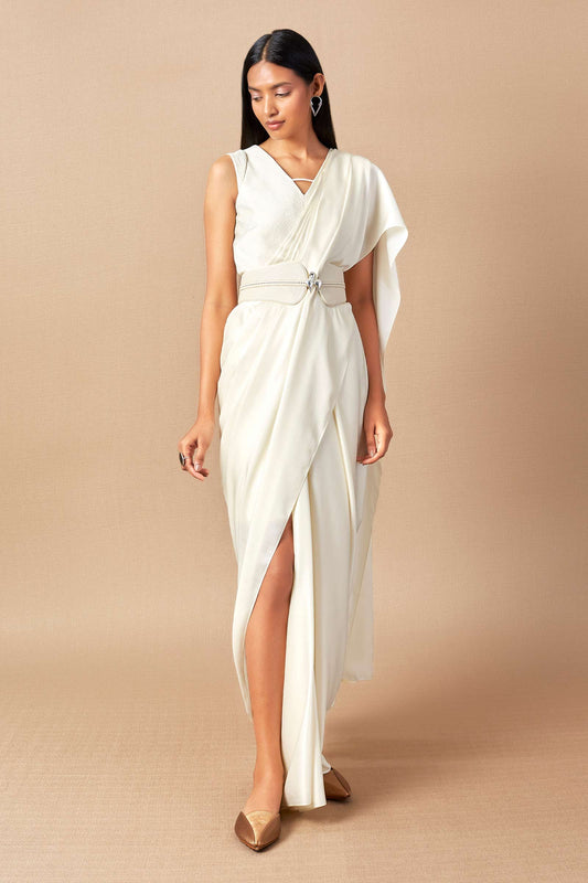 Silk Aemā Saree – Ivory