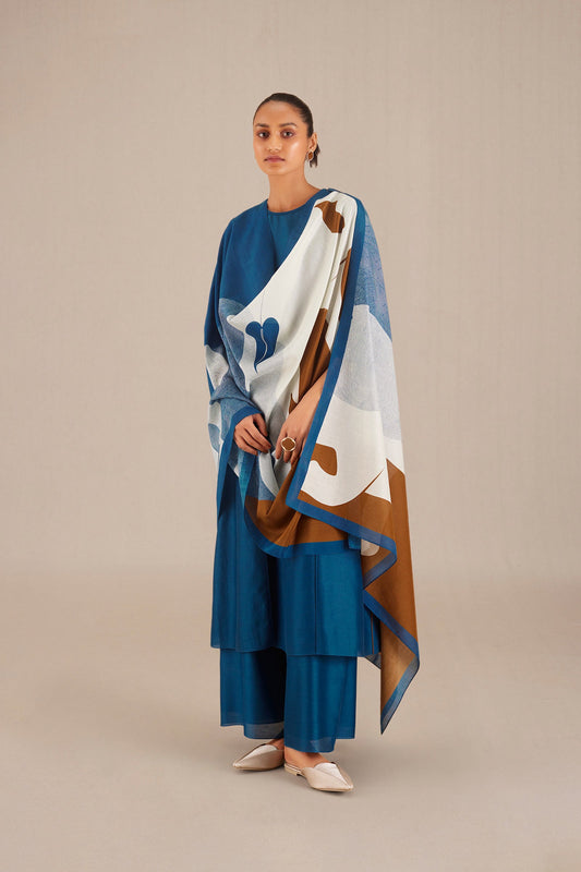 Chanderi Akira Kurta Set – Blue