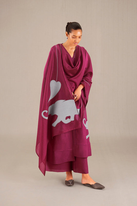 Silk Nahliah Kurta Set – Pink