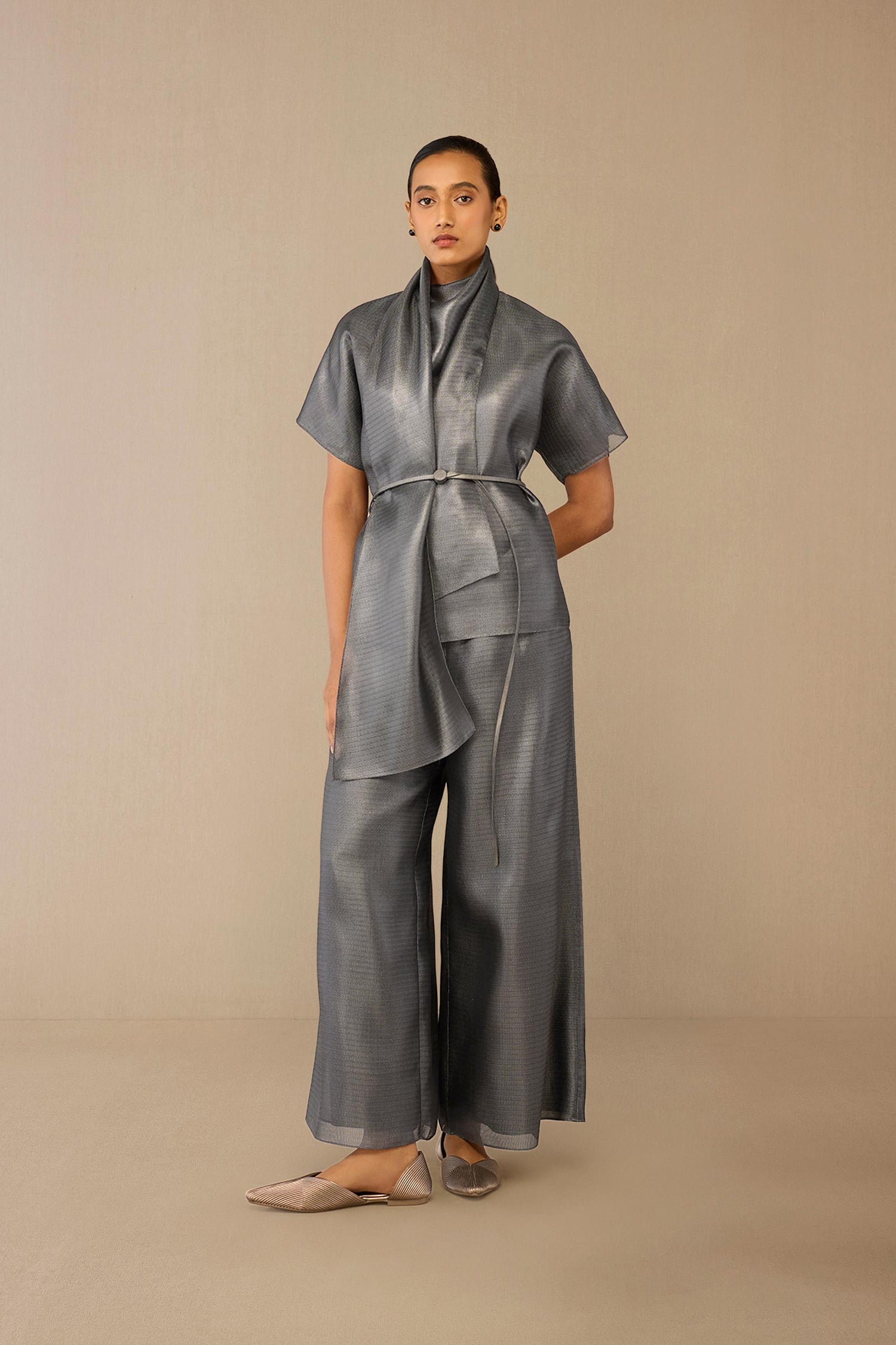  Brocade Shiri Top Set – Grey