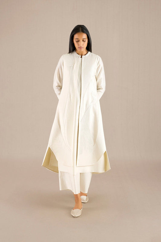 Chanderi Afza Jacket Set – Ivory
