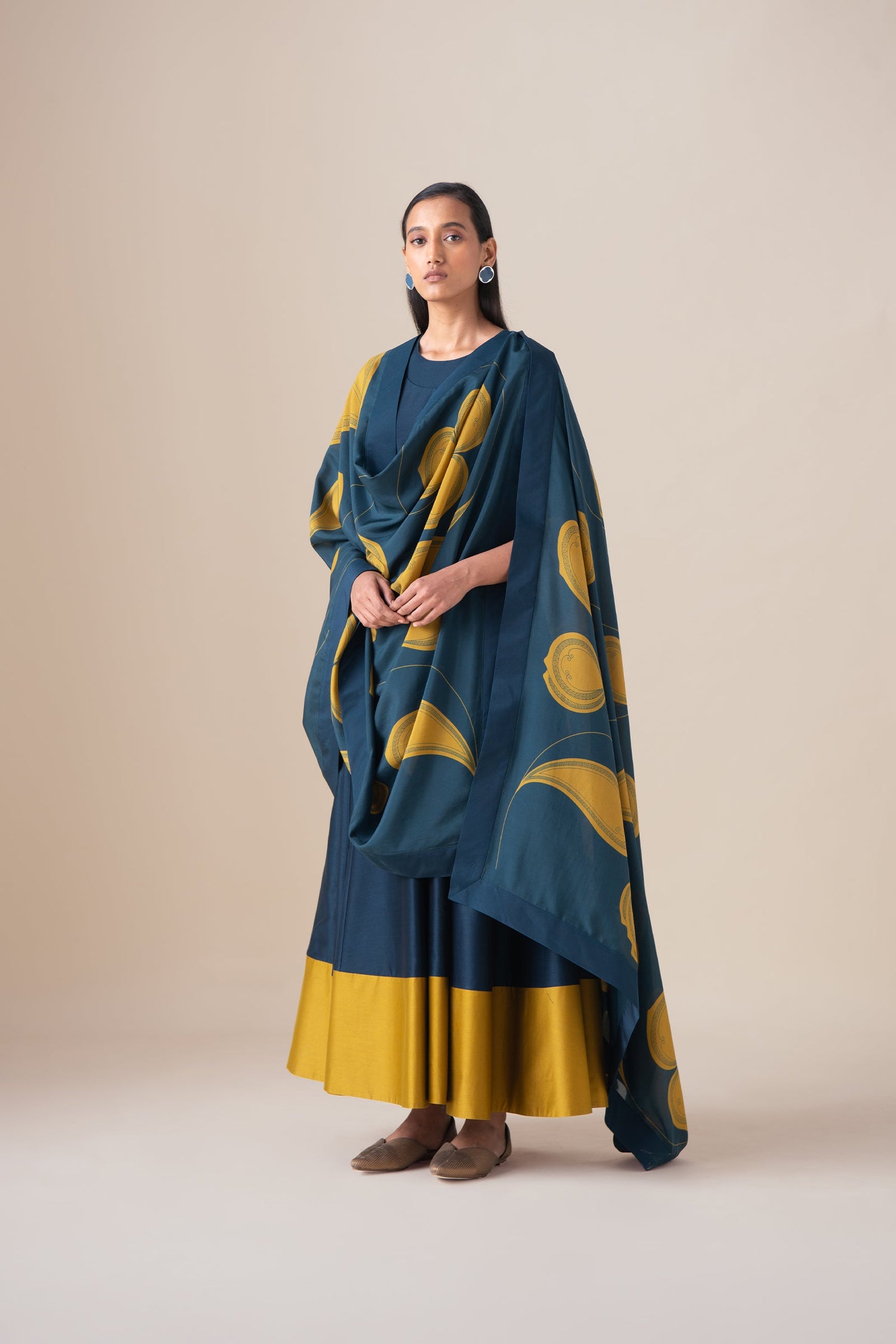  Chanderi Omira Kurta Set – Blue