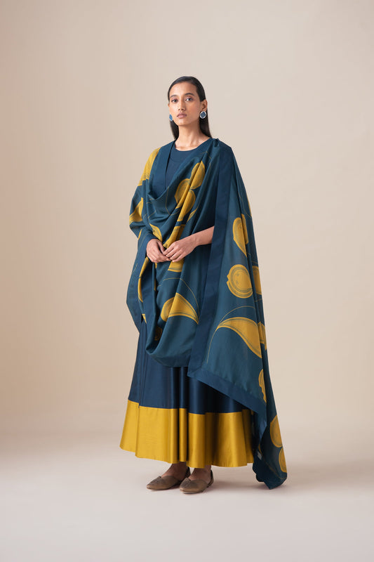 Chanderi Omira Kurta Set – Blue