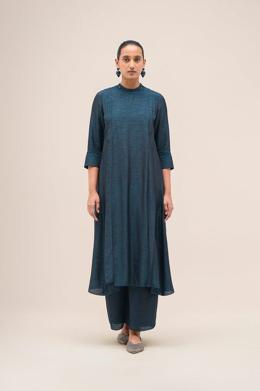 Chanderi Shiloh Kurta Set – Blue