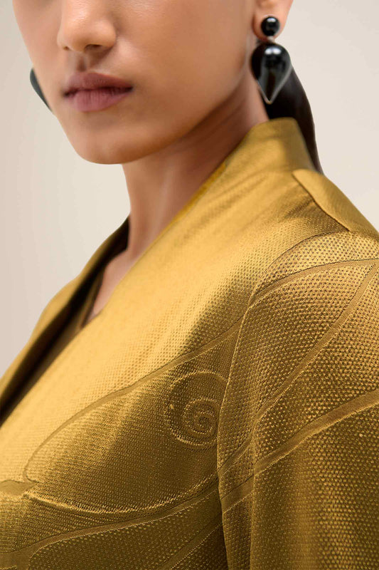 Chanderi Shabana Abaya Set – Yellow