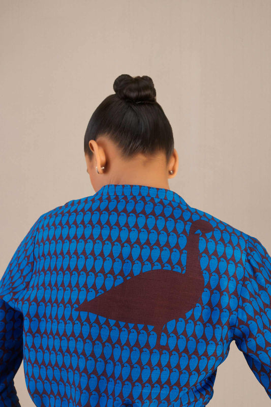 Silk Aahrzu Shirt Set – Blue