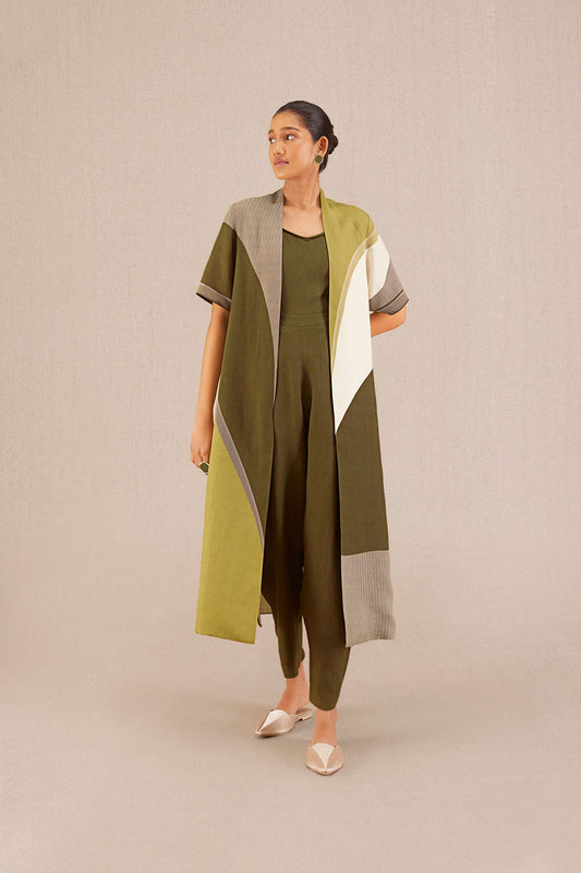 Linen Zilda Cape Set – Green