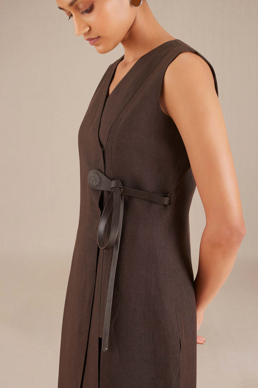 Linen Nailah Tunic Set – Brown