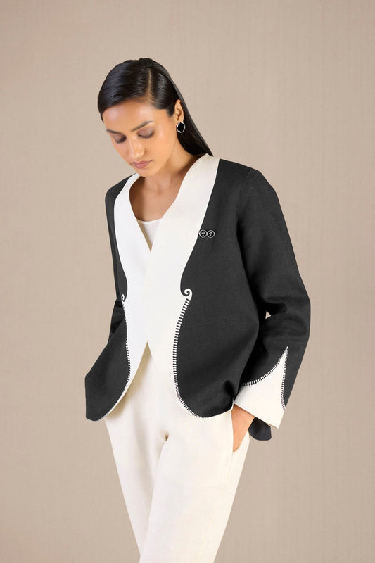 Linen Nimat Jacket Set – Black