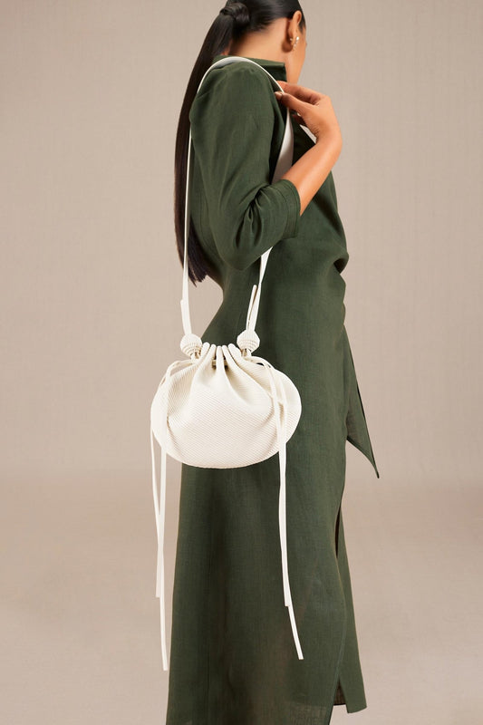 Faux Leather Aalema Sling Bag – Ivory