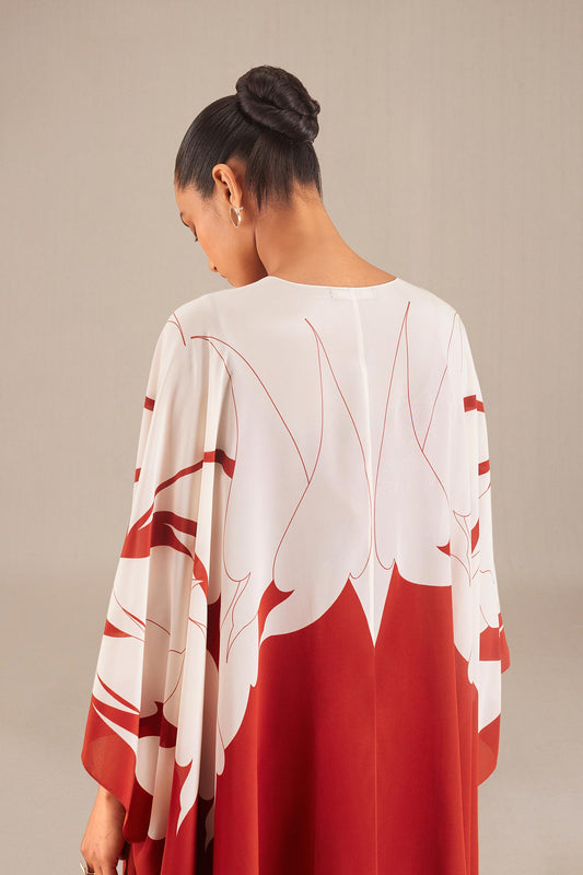 Crepe Armana Cape Co-ord set – Red