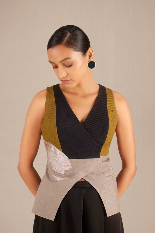 Chanderi Layla Waistcoat Set – Black