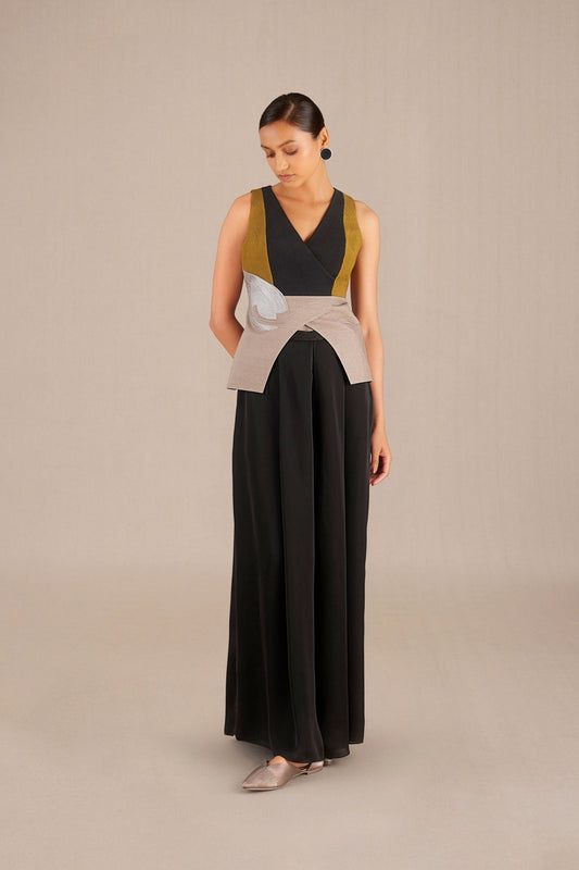 Chanderi Layla Waistcoat – Black