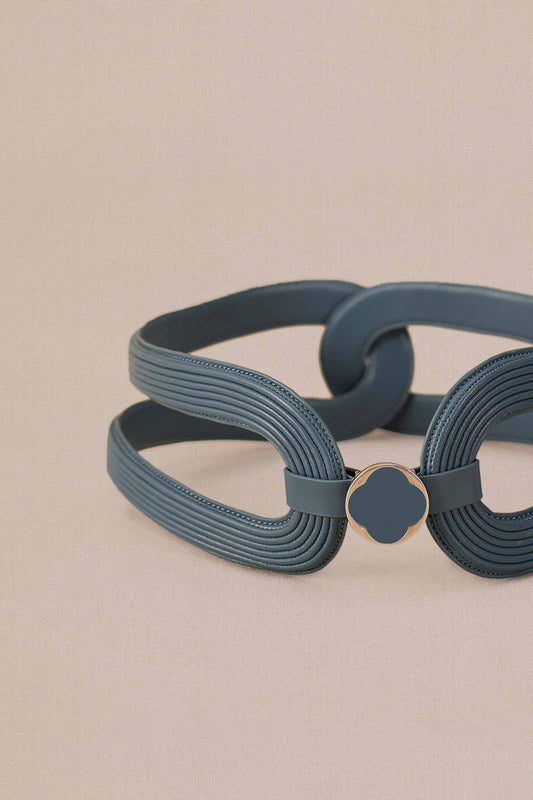 Faux Leather Zina Belt – Blue
