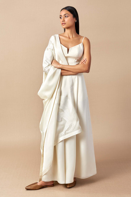 Organza Saira Kurta Set – Beige
