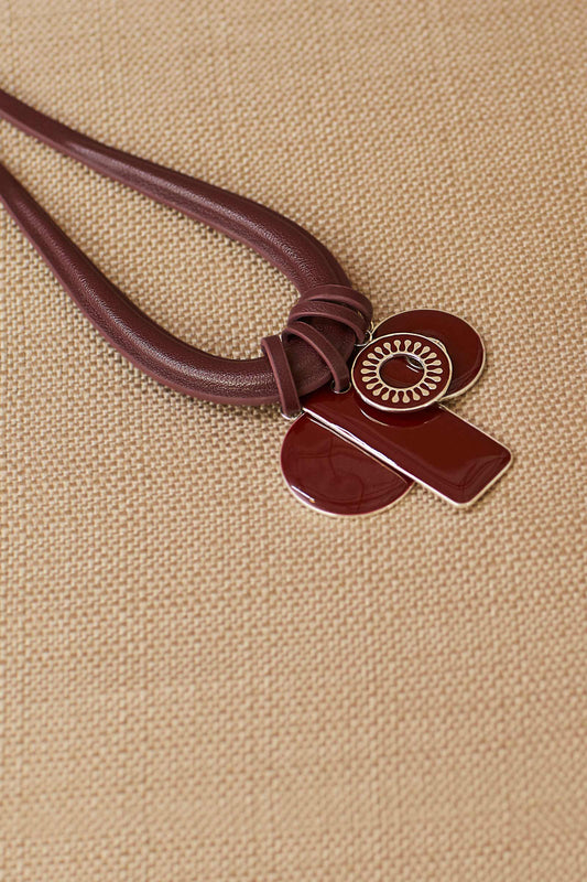 Faux Leather Ellie Neck Piece – Brown