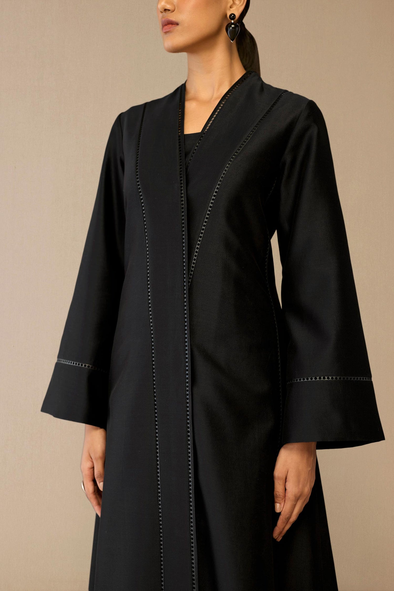  Chanderi Nazia Abaya Set – Black
