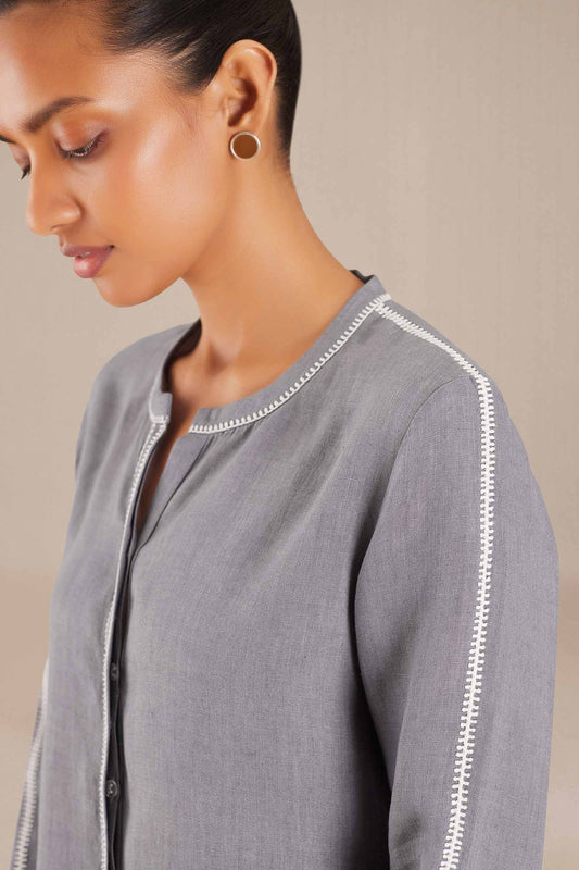 Linen Sarah Shirt Co-ord Set – Grey