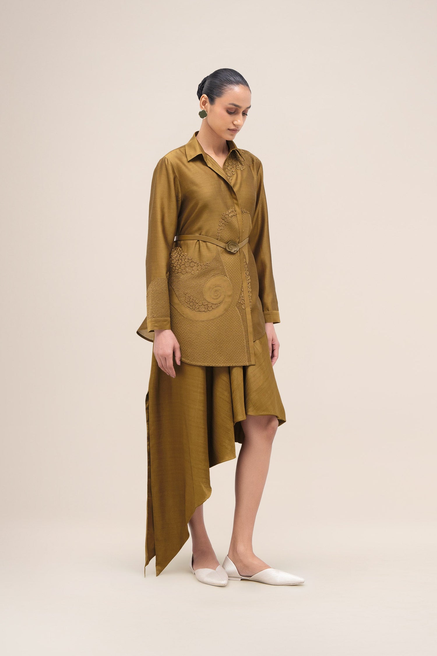  Silk Akina Shirt Set – Green