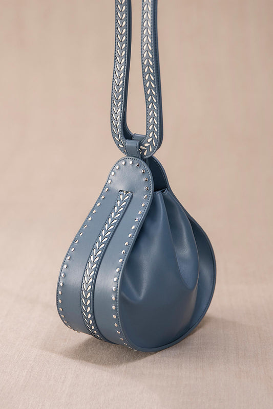 Leather Safeena Bucket Bag – Blue