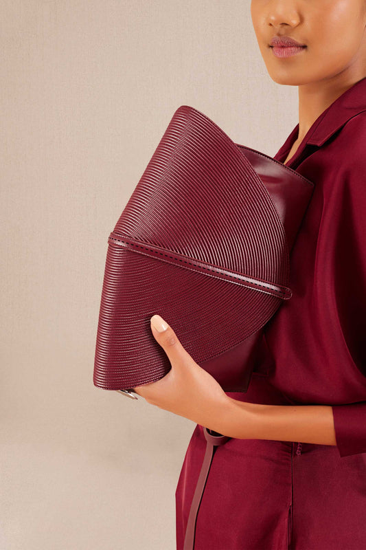 Faux Leather Myah Clutch – Red