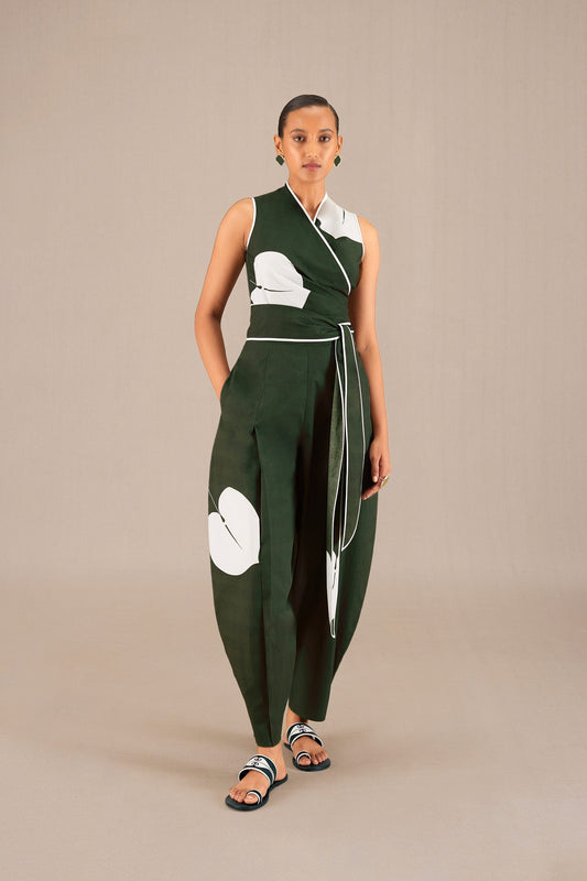 Cotton Esma Wrap Top Set – Green