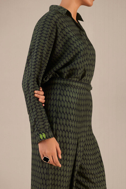 Silk Anahat Shirt Set – Green